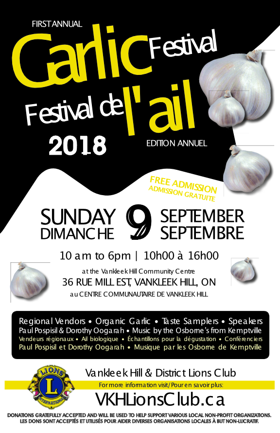First edition of Annual Garlic Festival coming to Vankleek Hill Community Centre The Review